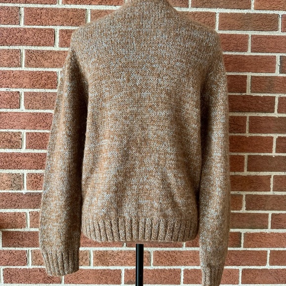 Josa 100% Alpaca Knit Button Up Cardigan Sweater Brown Beige Crew, Size 2 - Picture 10 of 15